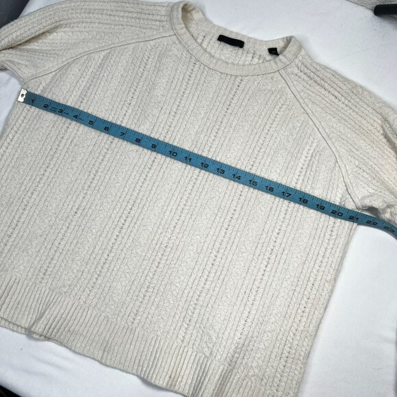 ATM Anthony Thomas Melillo Cable Knit Crew Neck Sweater Pullover Ivory Small - Picture 9 of 16